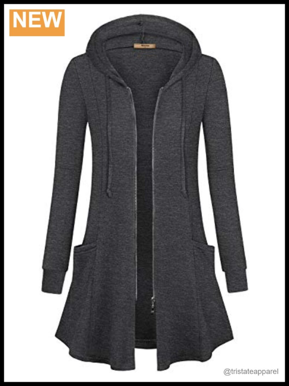 Lightweight Zip Up Hoodie Jacket Tunic Sweatshirt Open Front Cardigan